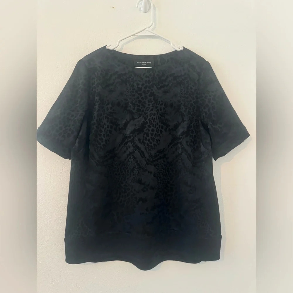 Hilton Hollis Leopard Animal Print Dressy Top Office Career Quiet Luxury XL